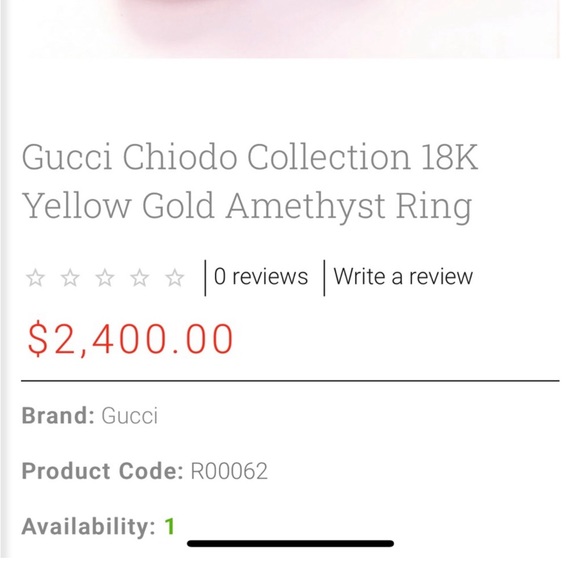 🤤💍💎💜 ⭐️GUCCI⭐️ 18K Yellow Gold Chiodo 💜 AMETHYST 💜 Ring size 35 5 💜💎💍 - Picture 8 of 15